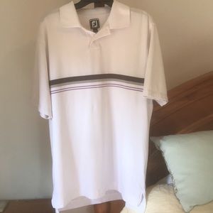 FootJoy Athletic Fit  White Golf Polo Shirt Size Large Stripe Accent